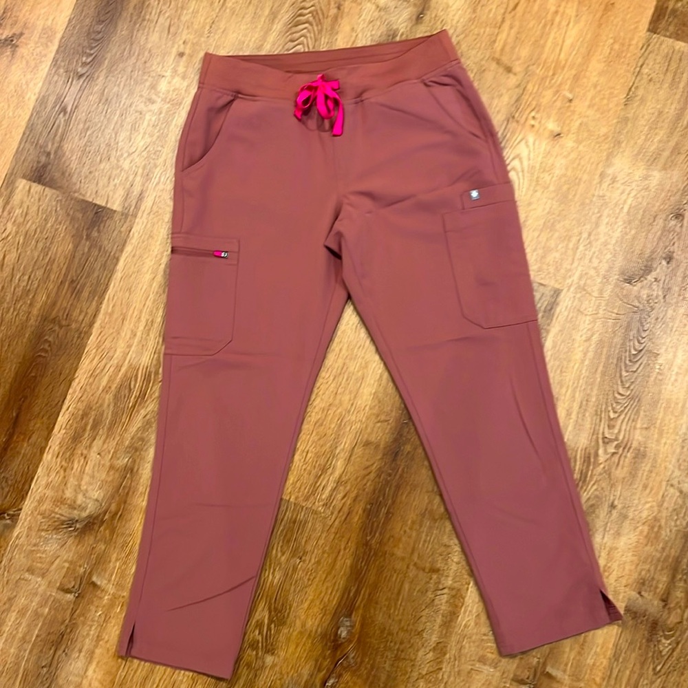 Pink Scrub Set with V-Neck Top and Jogger Pants